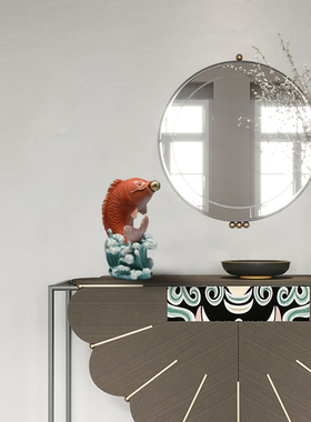 北将鱼跃龙门全铜摆件家居室内