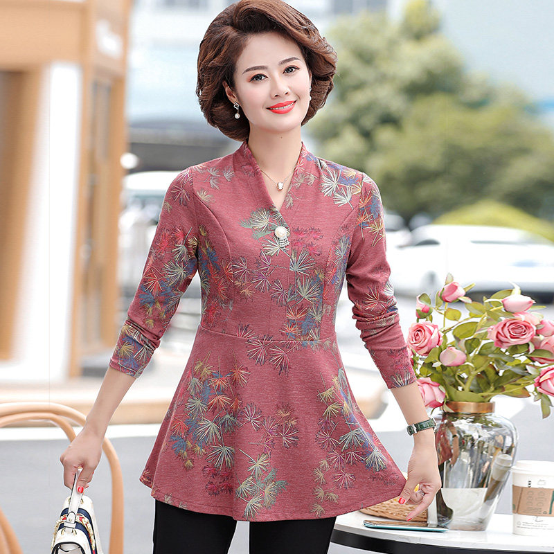 女士秋装妈妈款长袖t恤秋衣打底衫 蜜韵姿中老年女装
