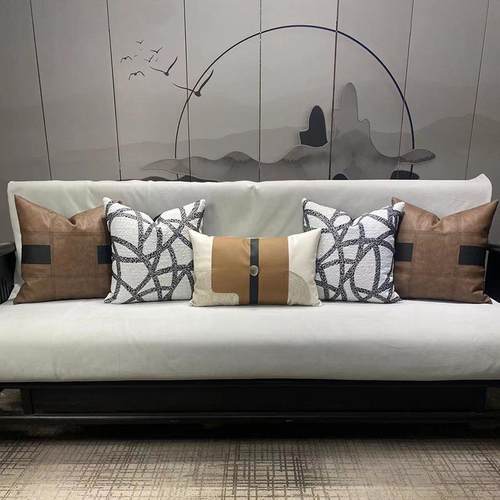 新款直销客厅茶室抱枕枕套套装组合沙发靠垫布艺靠枕套酒店靠包 - 图1