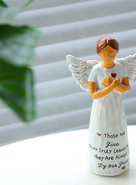 新款直销美式简约树脂工艺爱心天使摆件浪漫表白西式婚礼场景布置