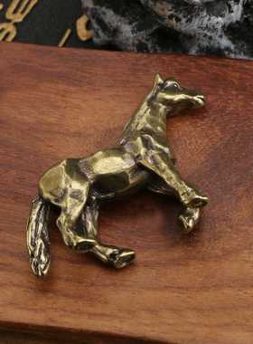 新款直销国潮仿古玩黄铜骏马摆件茶宠书房装饰品古铜十二生肖马工