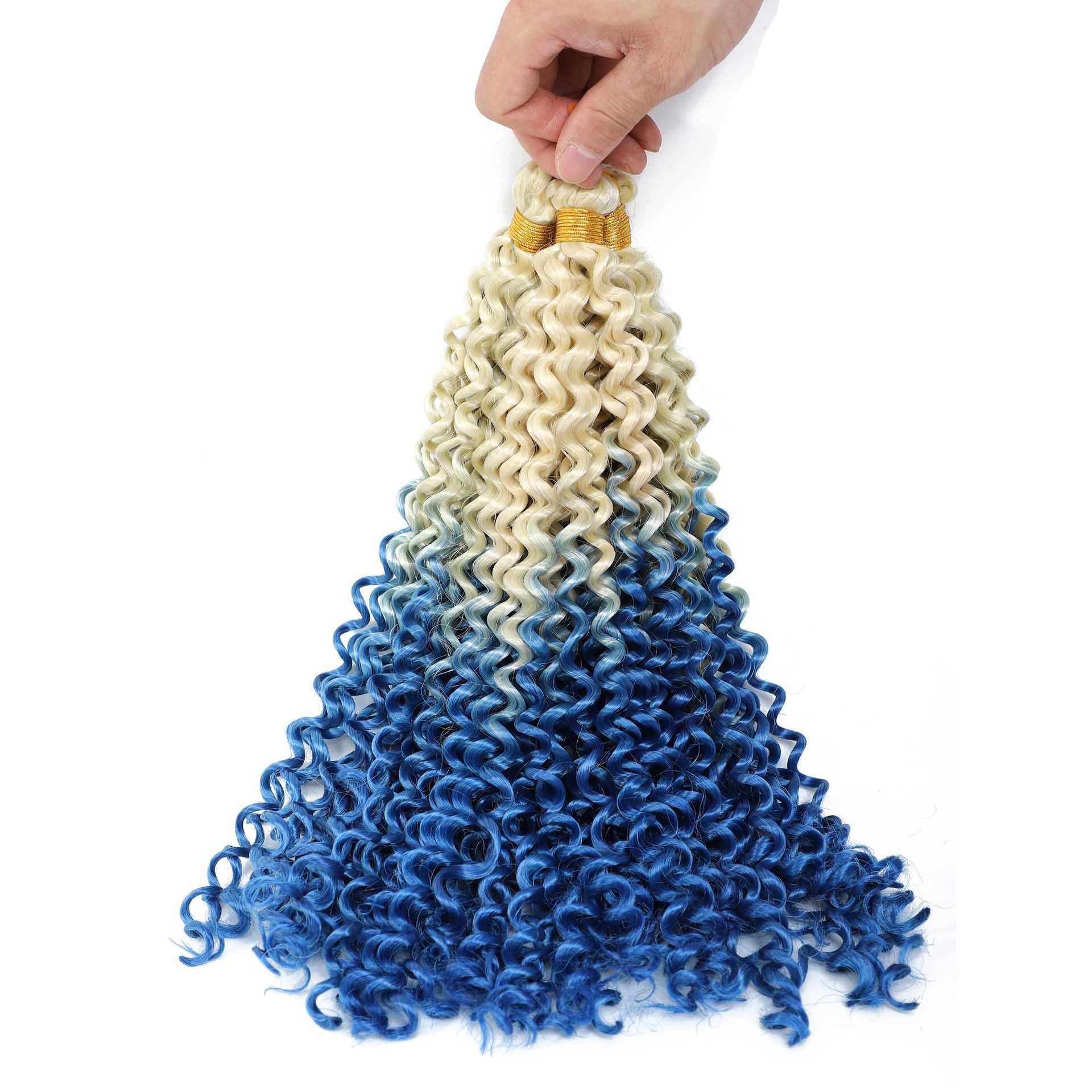 新款直销欧美假发女化纤渐变双色water deep泡面爆炸头假发曲发水 - 图2