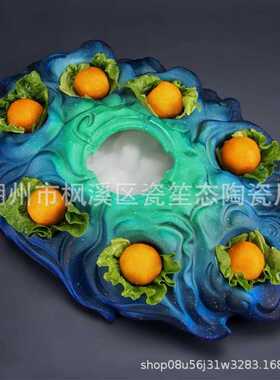 新款直销网红餐厅酒店意境菜干冰创意餐具火锅店虾滑鱼丸特色美女