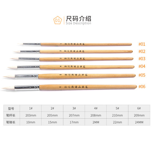 柏伦斯水彩画笔圆头羊毫水粉笔套装美术专用初学者手绘色彩毛笔颜料笔专业学生用美术生勾线笔羊毛水粉画笔 - 图1