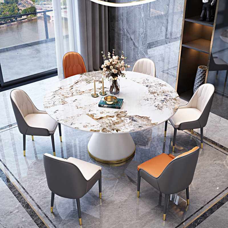 新款直销现代简约轻奢方变圆家用小户型折叠伸缩子饭桌椅组合亮光,淘宝优惠券,粉丝福利购,淘宝优惠卷