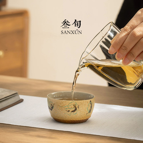 叁旬敦煌文创飞天主人杯单杯陶瓷喝茶杯子个人专用高档茶具品茗杯 - 图2