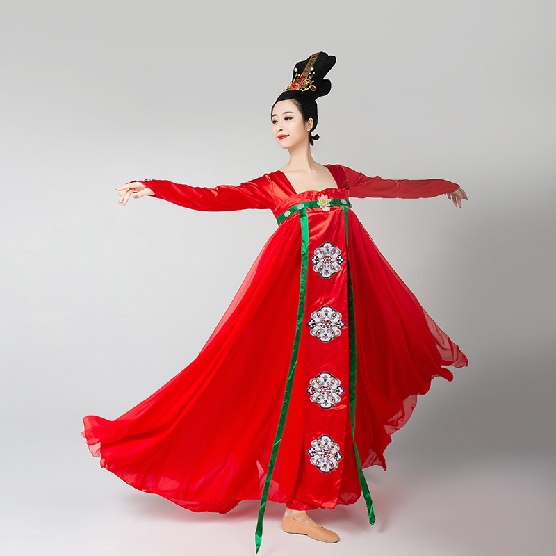 古典舞演出服新款丽人行双面燕洵同款舞蹈服装女齐胸襦裙汉服群舞 - 图0