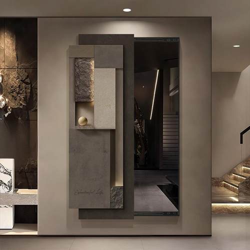 高级感可推拉隐藏式全身镜玄关装饰画暗藏式隐形全身镜全身镜挂画 - 图3