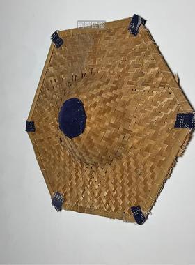 民俗老物件草帽斗笠矿工帽子老式斗笠帽子编制影视道具装饰品摆件