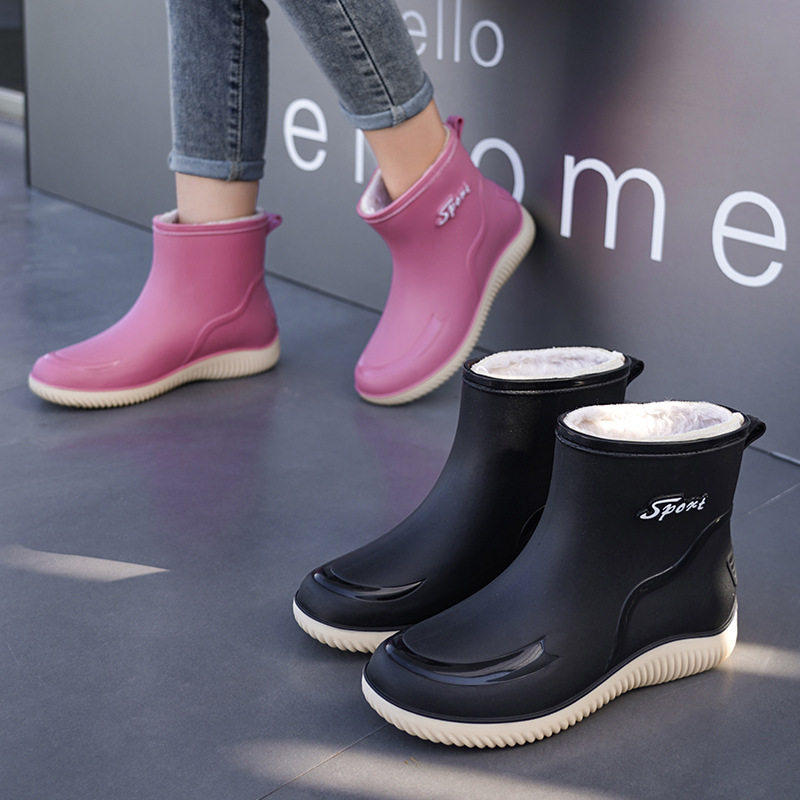 雨鞋女加绒保暖工作靴时尚防水厨房水鞋耐磨雨靴女士水靴防滑胶鞋,淘宝优惠券,粉丝福利购,淘宝优惠卷