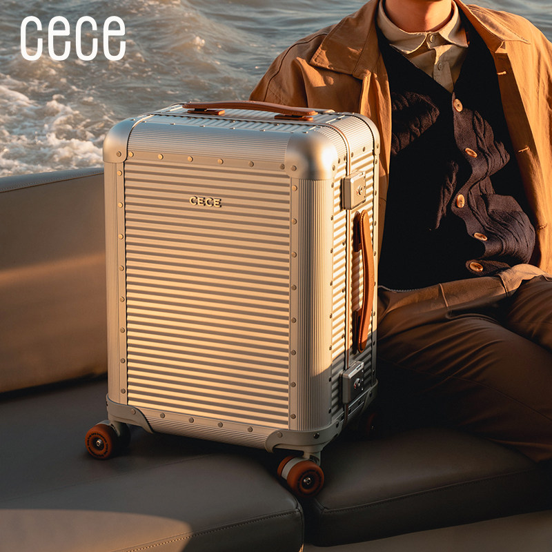 【新品】CECE全铝镁合金行李箱男女商务旅行拉杆密码箱20寸登机箱
