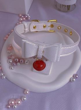 会响哦 爱心铃铛项圈颈炼饰品暗盒哥特风PU牵引绳脖环女变装道具