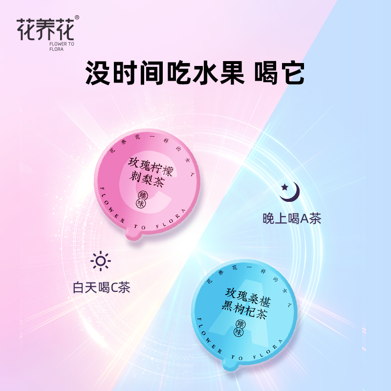 花养花早C晚A刺梨柠檬桑葚黑枸杞玫瑰花茶茶包礼盒官方旗舰店正品