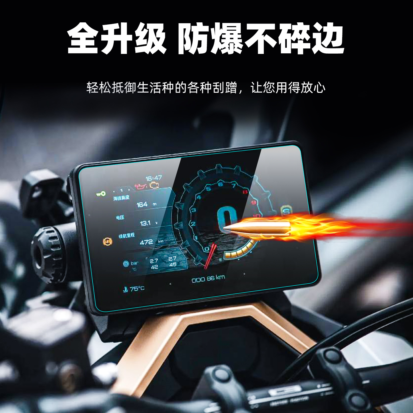 适用于26款升仕368G仪表钢化膜摩托车显示屏368k保护膜液晶仪表盘全覆盖高清防爆蓝光护眼玻璃贴膜改装配件 - 图1