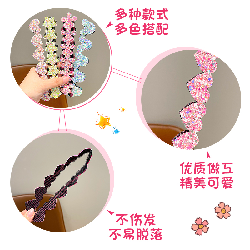 儿童发箍亮片魔术贴加长头箍女童宝宝碎发整理神器不伤发发饰头饰 - 图2