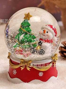 新款直销圣诞节水晶球音乐盒圣诞老人雪人雪橇八音盒儿童生日礼物