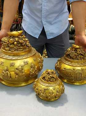 新款直销纯铜聚宝盆摆件精工如意聚宝盆金蟾带盖子日进斗金元宝盆