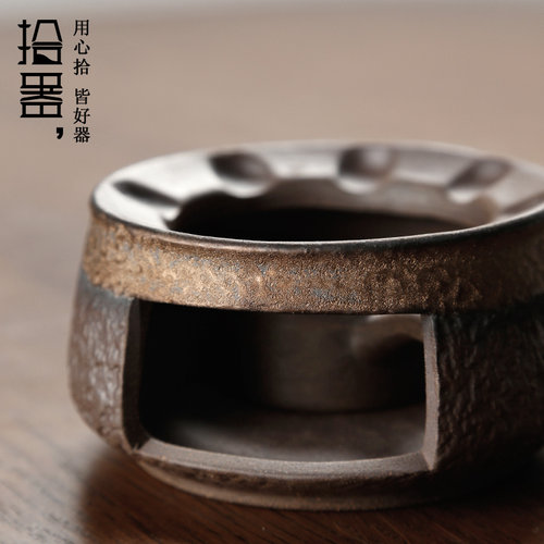 粗陶温茶器煮茶炉暖茶蜡烛家用小火炉日式加热茶具底座户外酒精灯 - 图1