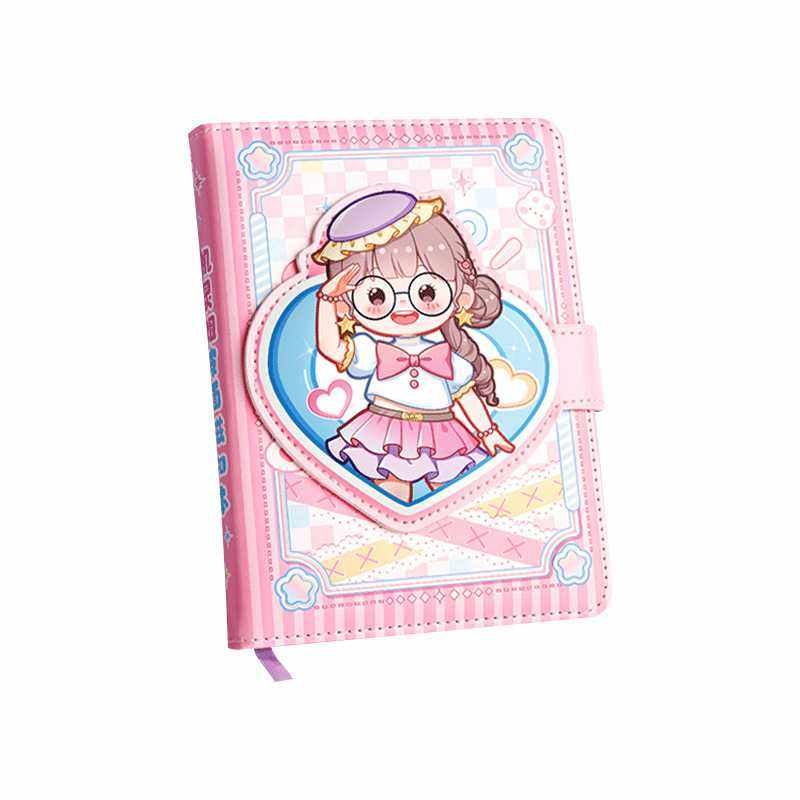 新款直销机灵姐皮面磁扣本手账本高颜值卡通少女心手帐本全彩内页,淘宝优惠券,粉丝福利购,淘宝优惠卷