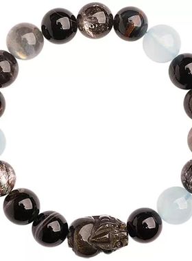 五行多宝水晶手串补缺喜用金水木火土属性天然水晶黑超七貔貅手链