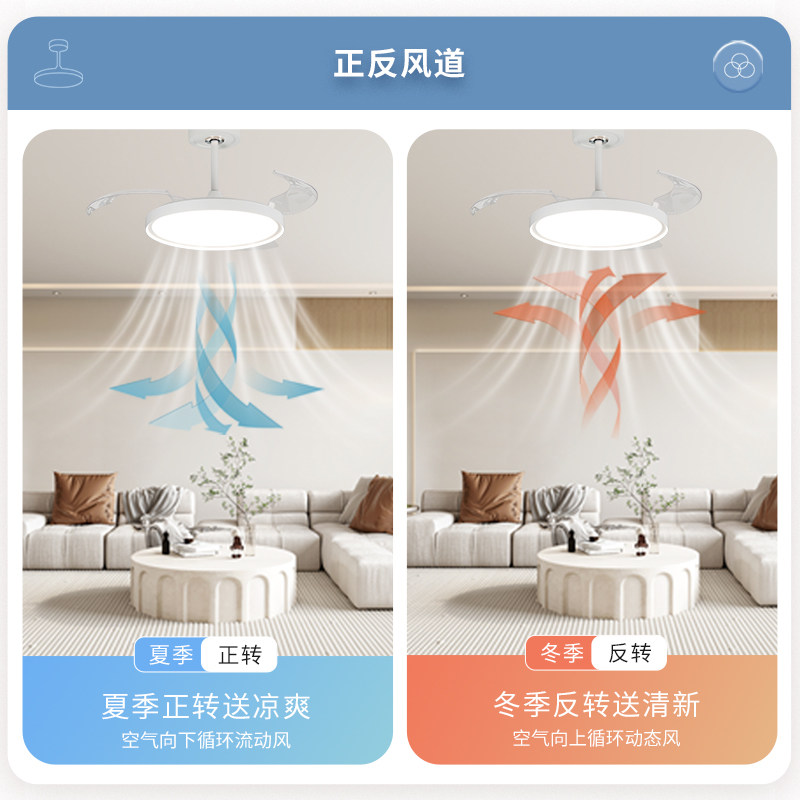 松伟【风吟】现代极简离线语音隐形扇叶卧室餐厅6档风扇灯全光谱,淘宝优惠券,粉丝福利购,淘宝优惠卷