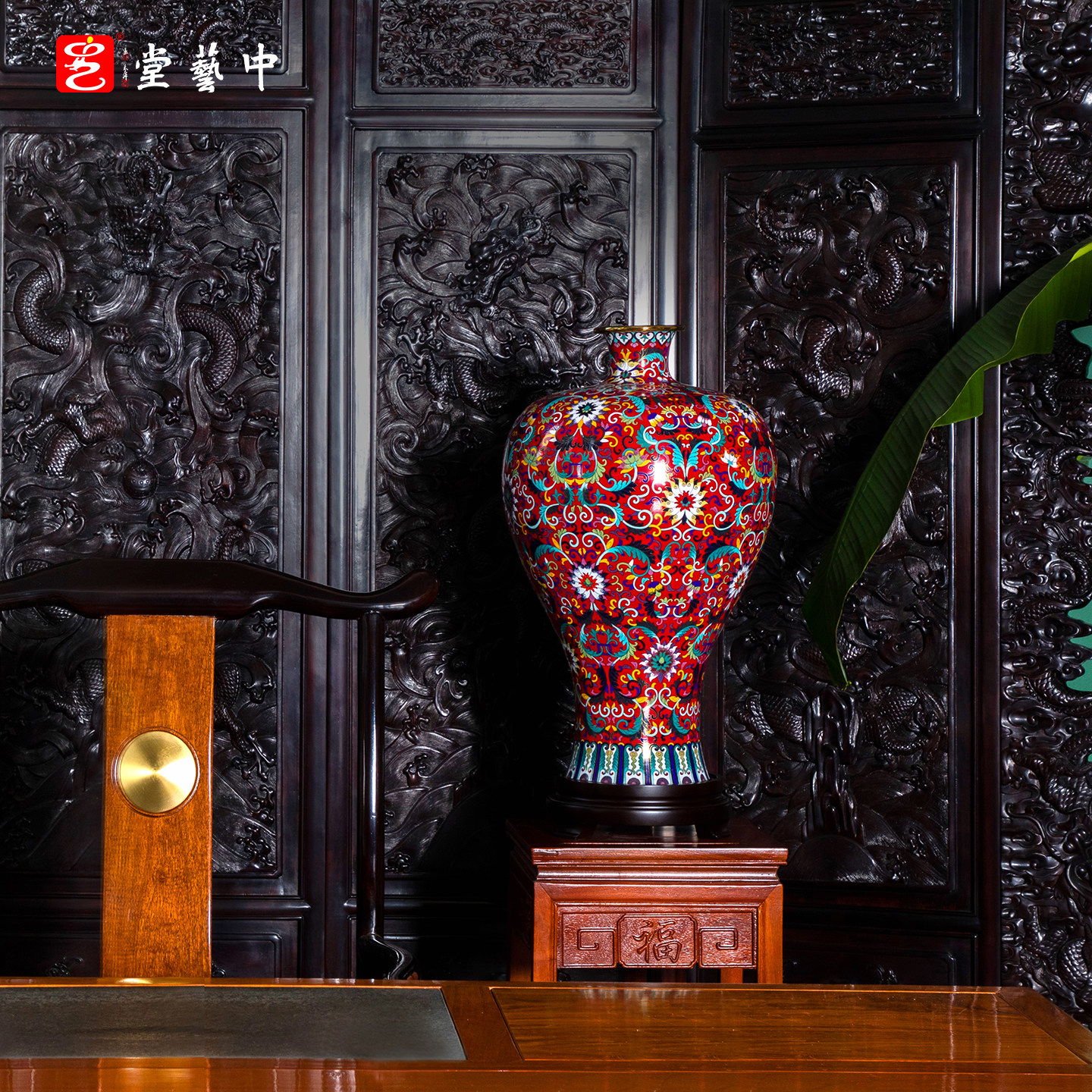 景泰蓝《宫韵珐琅·梅瓶至尊》花瓶摆件刘永森客厅玄关家居装饰,淘宝优惠券,粉丝福利购,淘宝优惠卷