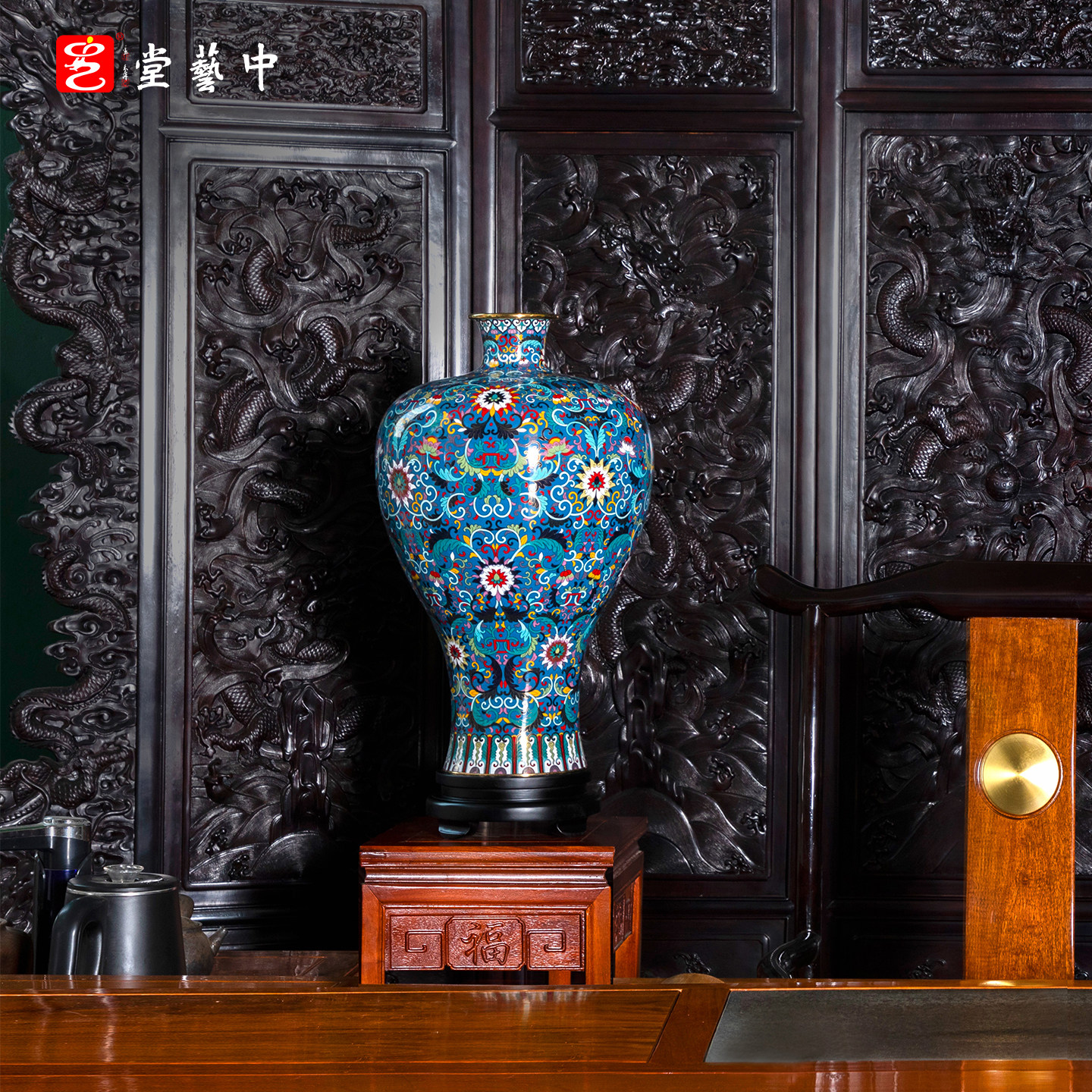 景泰蓝《宫韵珐琅·梅瓶至尊》花瓶摆件刘永森客厅玄关家居装饰,淘宝优惠券,粉丝福利购,淘宝优惠卷