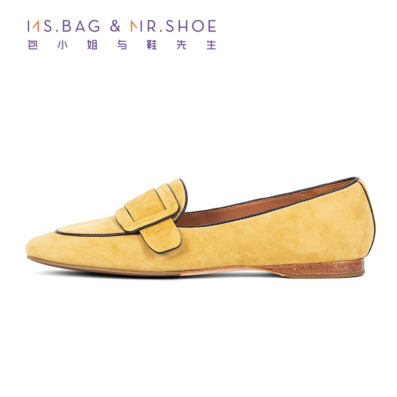 包小姐与鞋先生2025年秋季新款香蕉黄简约羊皮平底乐福鞋女253092,淘宝优惠券,粉丝福利购,淘宝优惠卷