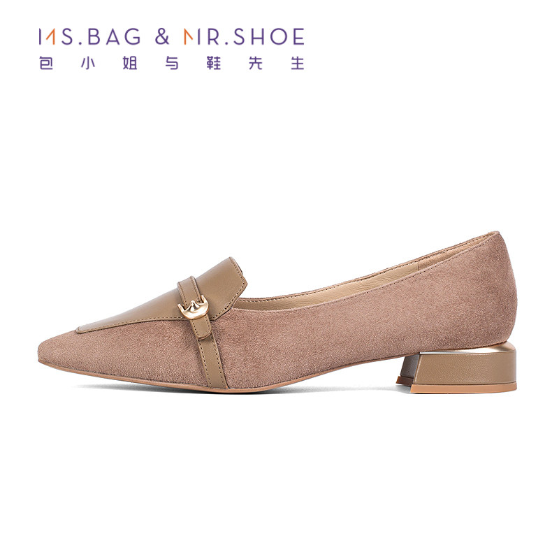 包小姐与鞋先生2025年秋季新款简约五金扣拼接深口乐福鞋女253117,淘宝优惠券,粉丝福利购,淘宝优惠卷