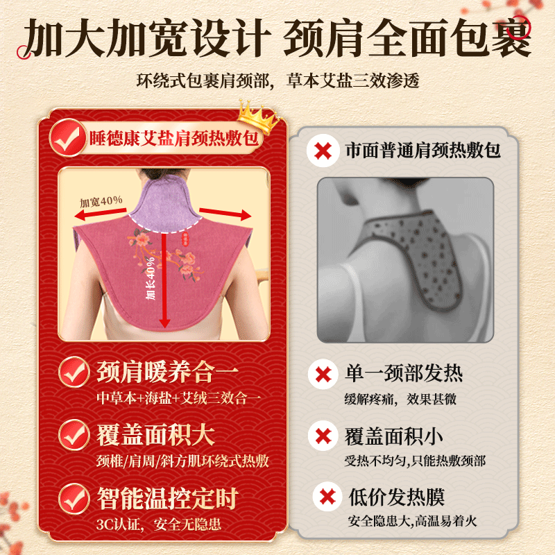 睡德康肩颈盐袋热敷包颈椎理疗热敷袋电加热粗盐艾草艾灸盐包袋子