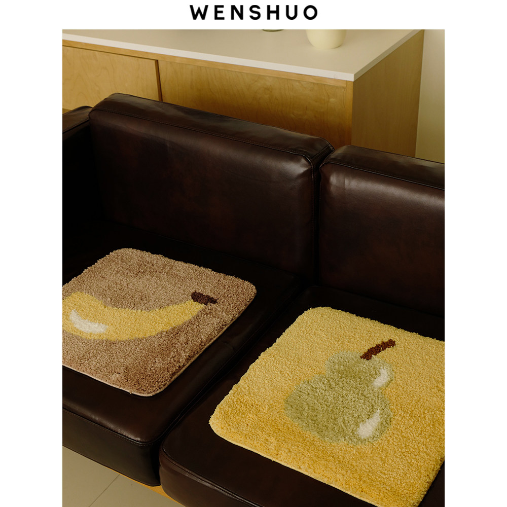WENSHUO 原创简约水果簇绒坐垫复古椅垫家用防冷苹果牛油果番茄,淘宝优惠券,粉丝福利购,淘宝优惠卷