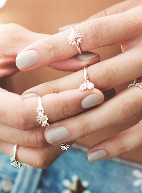 【自营】daisy beauty纯银S925小雏菊指环女时尚小众戒指女宝石