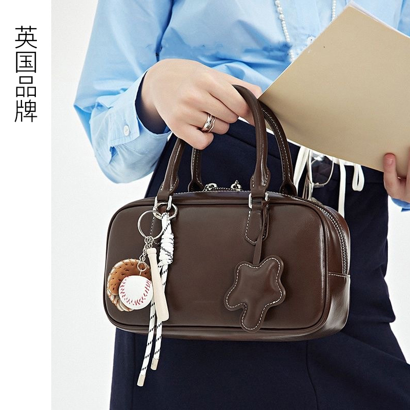 【自营】JANE KLAIN复古小众设计美拉德风波士顿包百搭保龄球包 - 图1