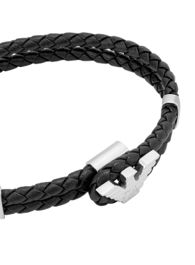 【自营】Armani阿玛尼经典LOGO系列皮革编织手链男潮流礼物送男友