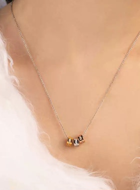 【自营】APM Monaco摩斯密码项链吊坠可调节银白色银饰TC6350XTRH