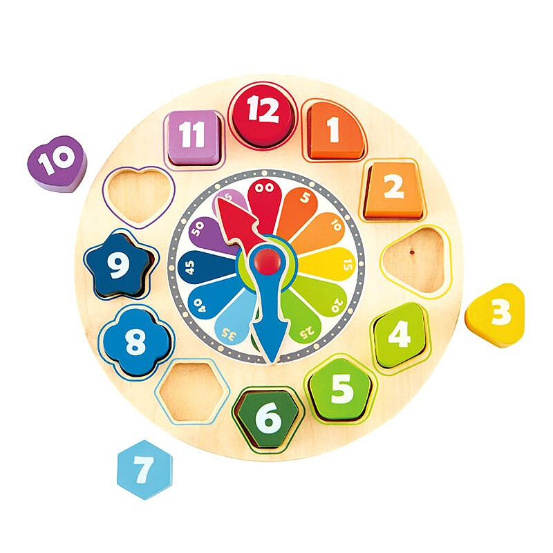 【自营】德国Hape积木时钟玩具早教数字认知拼装几何模型儿童礼物 - 图0