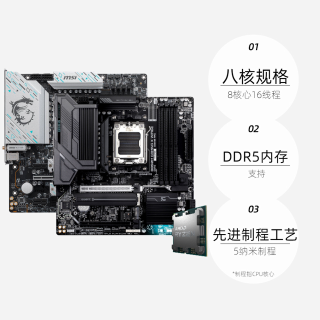 AMD Ryzen MSI Gigabyte 8-core 16-thread board U set