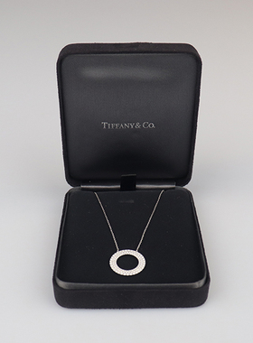 【自营】中古95新TIFFANY(蒂芙尼)满钻圆环项链750白金42cm笑脸