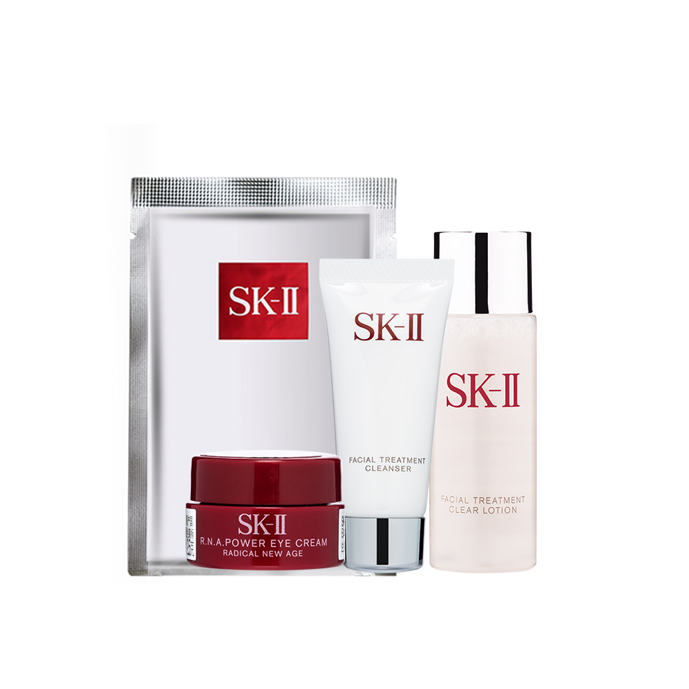 天猫国际进口超市【国内现货】SK-II护肤礼包面膜1p+眼霜2.5g+洁面20g+清莹露30ml0