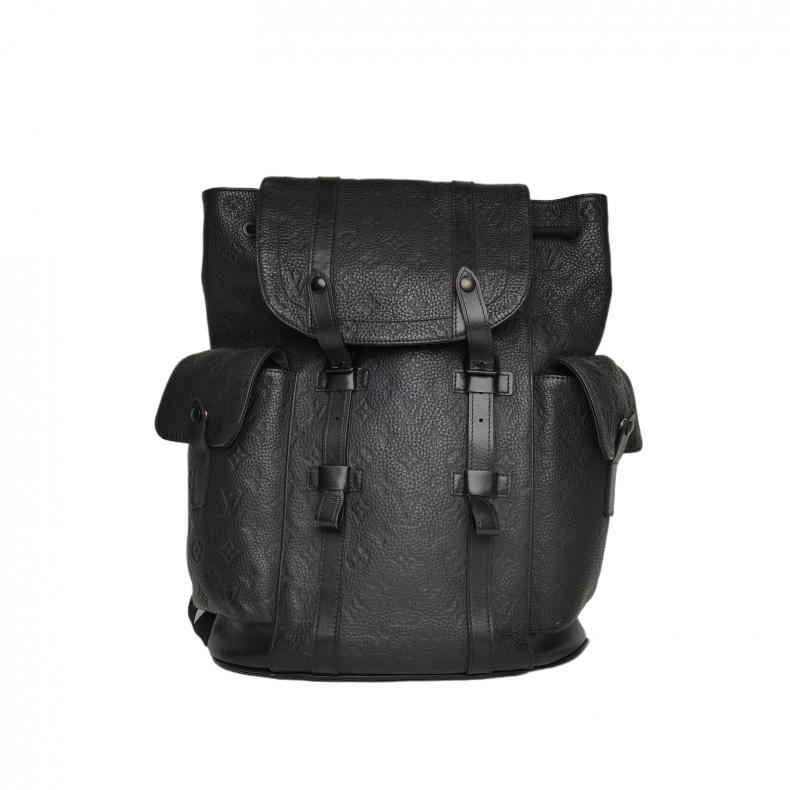 【自营】中古95新LV/路易威登双肩包Christopher双肩包黑色皮革C - 图0