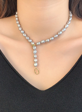 【自营】WEEKISS素珍珠项链女秋冬时尚气质串珠轻奢小众设计感