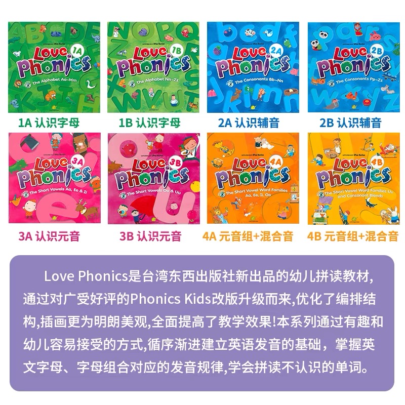 【自营】幼儿英语自然拼读love phonics字母拼写拼读 The alphabet 26个字母 3-6岁学前入门英语phonics发音启蒙教材-图3