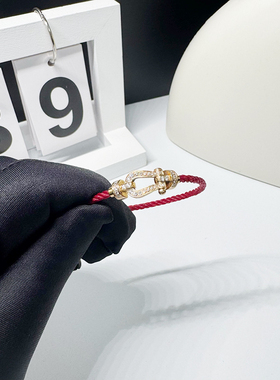 【自营】中古99新斐登FORCE 10手链18K玫瑰金镶钻手链编织链绳