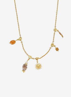 【自营】VITARING项链女夏日太阳吊坠锁骨链铜镀金颈链小众设计