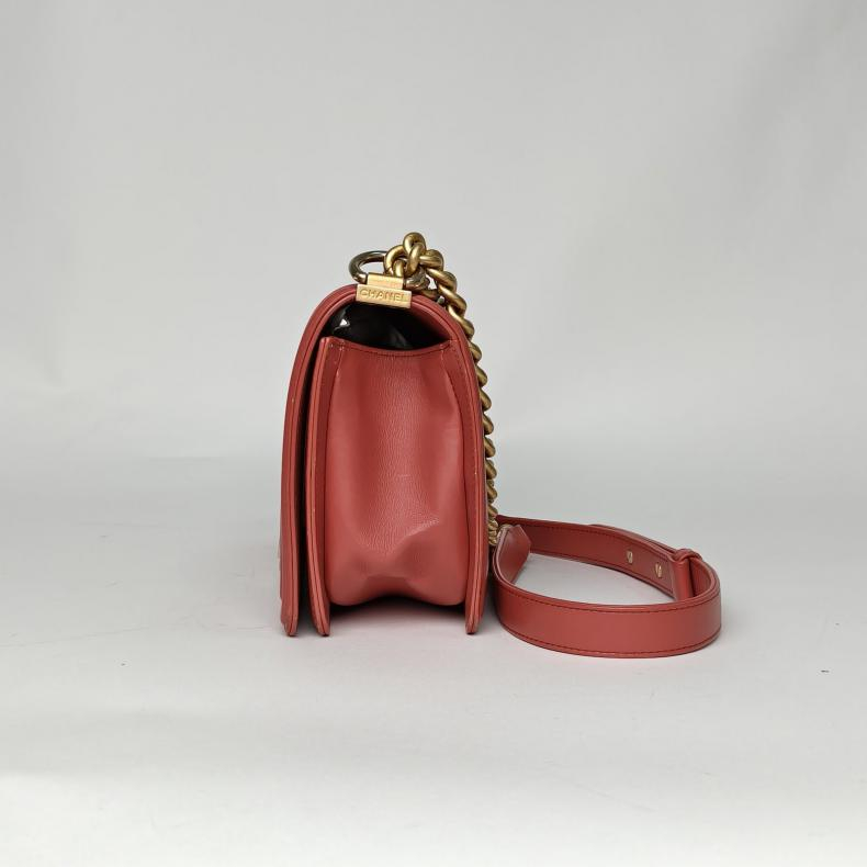 【自营】中古95新Chanel/香奈儿单肩包Leboy中号25cm胭脂红皮革C - 图2