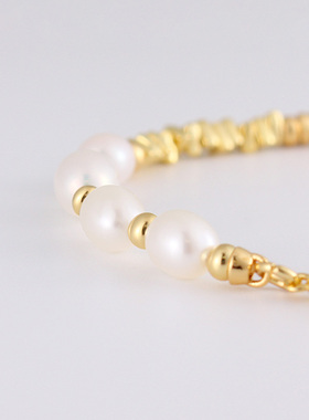 【自营】VITARING手链女925银天然珍珠碎银子手环小众设计手饰