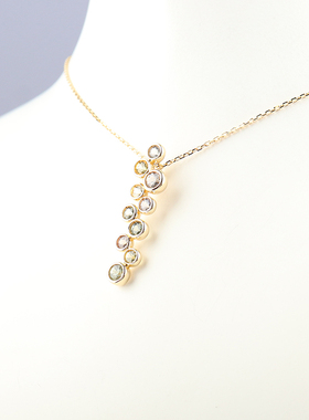 【自营】中古95新日本进口商品多彩色蓝宝石/K18YG/750YG项链吊坠