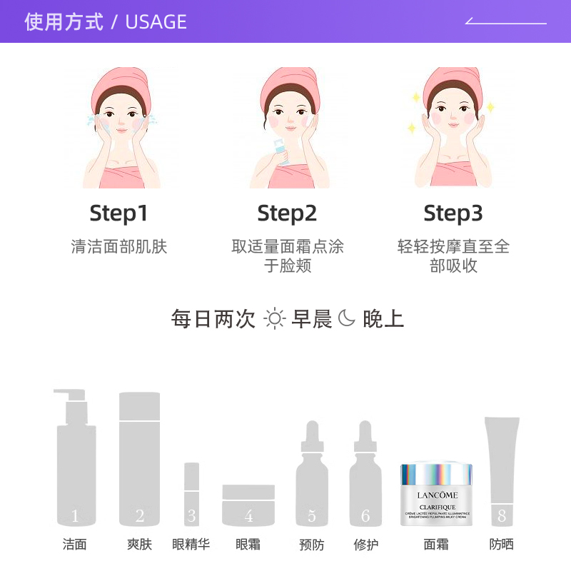 【自营】Lancome/兰蔻极光面霜净澈焕肤亮白霜15ml 保湿提亮焕白 - 图2