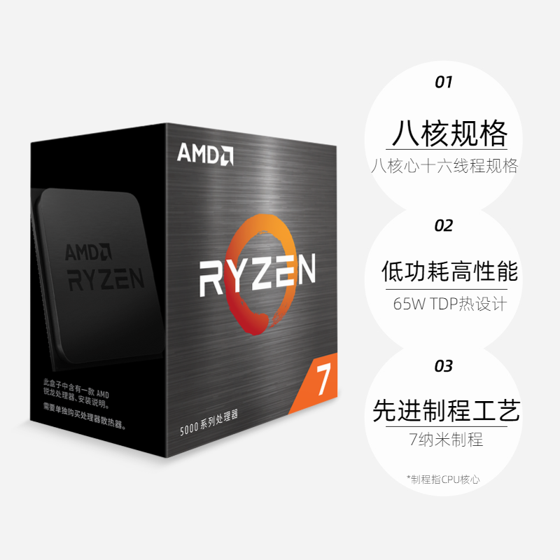 【自营】AMD锐龙R7 5700X盒装CPU电脑处理器八核十六线程65W超频 - 图3