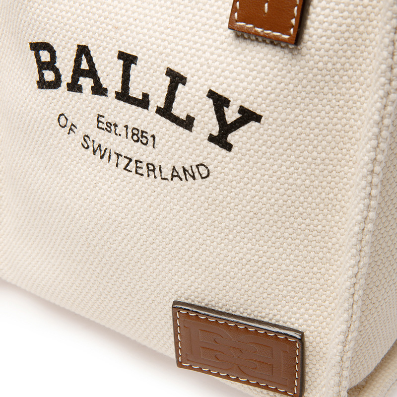 【自营】Bally/巴利女士迷你托特包帆布包米色手提单肩斜挎包女包 - 图3